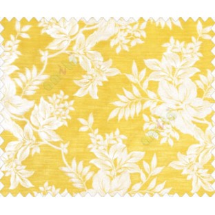 Traditional floral design Beige Gold flowers on Mustard Yellow base main curtain